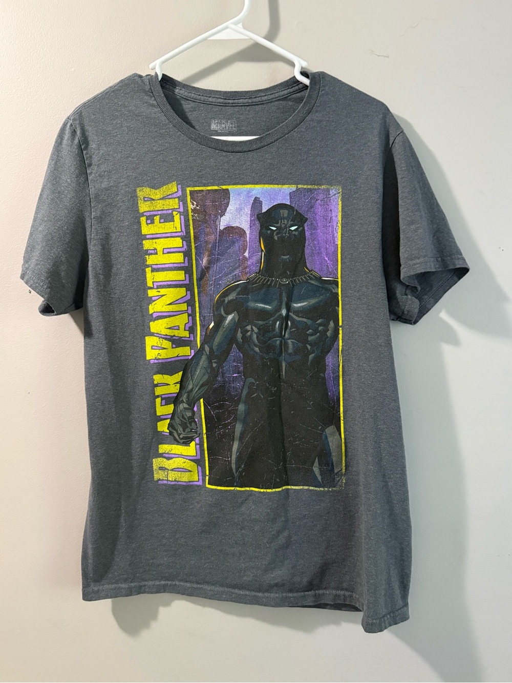 Marvel Black Panther Dark Gray Tee with White Logo